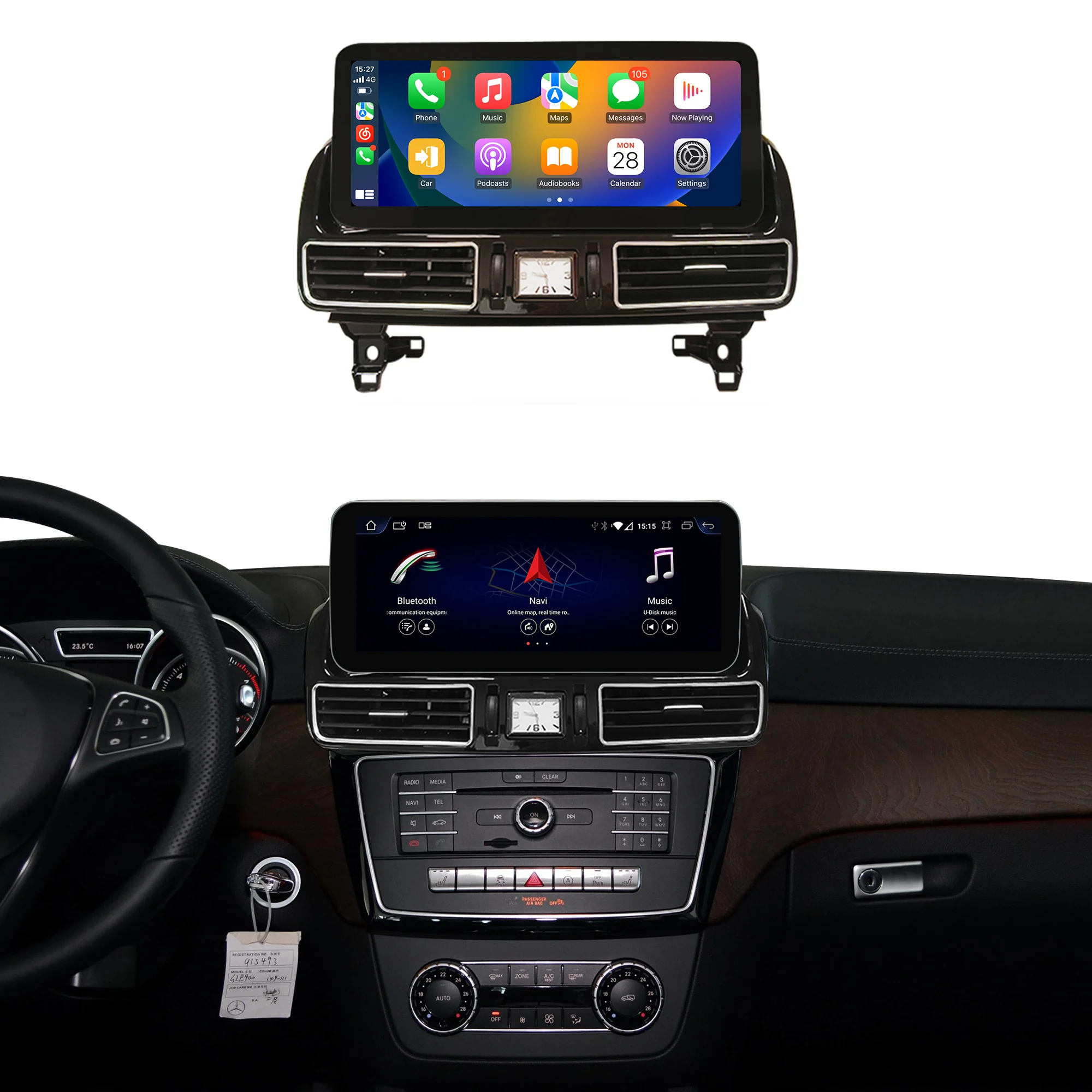 Navigație Android Mercedes Benz GLE Class W167 (2015-2018), 4 GB RAM, OCTA-CORE, ecran 12.3", NTG 5.0, 1920x720, CarPlay, Android Auto, 4G și WiFi [1]