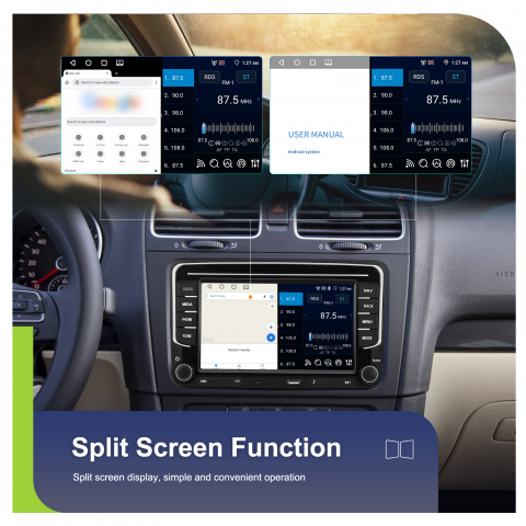 Navigație Android,Volkswagen, Skoda, Seat - 4+64 GB, USC C Frontal,CarPlay & Android Auto, ecran 7"|Compatbil Golf 5, Golf 6, Jetta, Passat B6/B7/CC, Polo, Tiguan [8]