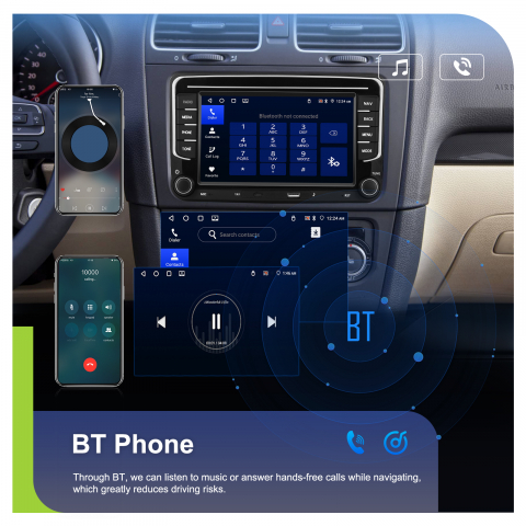 Navigație Android,Volkswagen, Skoda, Seat - 4+64 GB, USC C Frontal,CarPlay & Android Auto, ecran 7"|Compatbil Golf 5, Golf 6, Jetta, Passat B6/B7/CC, Polo, Tiguan [11]