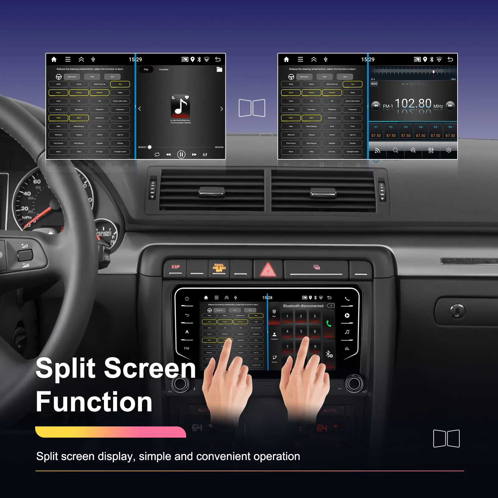 Navigatie Audi A4 B6/B7 (2002-2008) si Seat Exeo (2008-2012) 2+64 GB, CarPlay si Android auto OEM Look, ecran 7 inch [3]