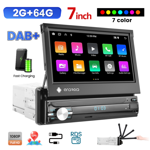 Navigatii 1 DIN - Navigație Auto 1 DIN Android 13, Ecran 7" HD 1080P, 2GB+32GB, GPS, WiFi, Bluetooth, FM Radio