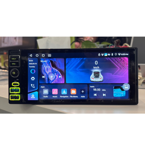 Navigatie Auto 1DIN cu Android, 4GB RAM + 64GB, Ecran 6.9 inch IPS, CarPlay și Android Auto Wireless, GPS, WiFi [7]