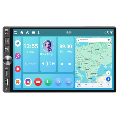 Toate Produsele - Navigatie Auto Universala 2DIN Android 4GB RAM + 128GB ROM, Ecran 7 inch INCELL HD, CarPlay și Android Auto Wireless, DSP, GPS