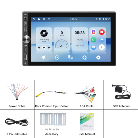 Navigatie Auto Universala 2DIN Android 4GB RAM + 128GB ROM, Ecran 7 inch INCELL HD, CarPlay și Android Auto Wireless, DSP, GPS [8]