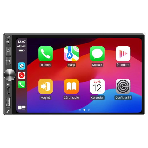 Navigatie Auto Universala 2DIN Android 4GB RAM + 128GB ROM, Ecran 7 inch INCELL HD, CarPlay și Android Auto Wireless, DSP, GPS [3]