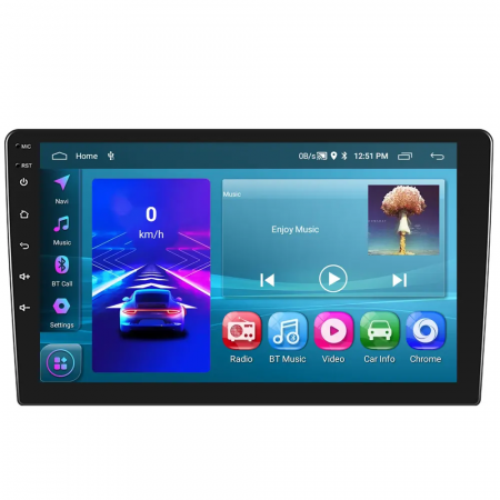 Navigatie auto universala, cu rama suport, 10.1 inch, 2DIN, 2GB RAM, 64GB ROM, Android Auto Cablu, Carplay Wireless, GPS, Bluetooth 4.0, Radio FM, Touchscreen [21]
