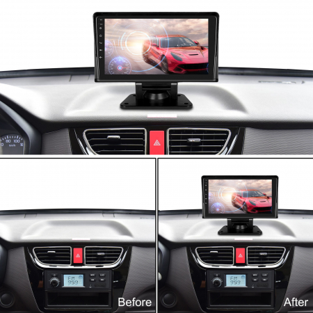 Navigatie auto universala, cu rama suport, 10.1 inch, 2DIN, 2GB RAM, 64GB ROM, Android Auto Cablu, Carplay Wireless, GPS, Bluetooth 4.0, Radio FM, Touchscreen [3]