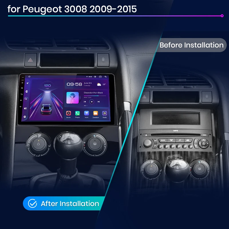 Navigație Peugeot 3008 si 5008 (2009-2017) cu Android12, 4 GB RAM 64 ROM, SLOT CARTELA SIM 4G, CarPlay si Android Auto, ecran 9 inch [2]