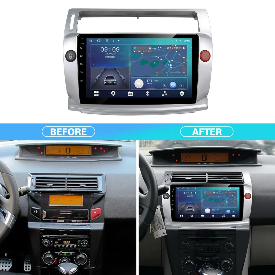 Navigatie Citroen C4 din (2004-2012) cu Android 12, 8GB RAM 128GB ROM,DSP, SIM 4G Carplay si Android Auto ecran 9 Inch [1]
