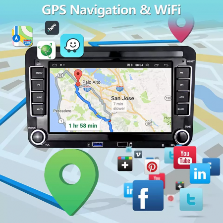Navigatie Volkswagen, Skoda, Seat cu Android 13, Carplay, 2GB RAM 64GB ROM, Ecran de 7 Inch, dedicata Golf 5, Golf 6, Jetta, Passat B6, CC, B7, Polo, Tiguan, Touran, Skoda, Seat RESIGILAT [11]