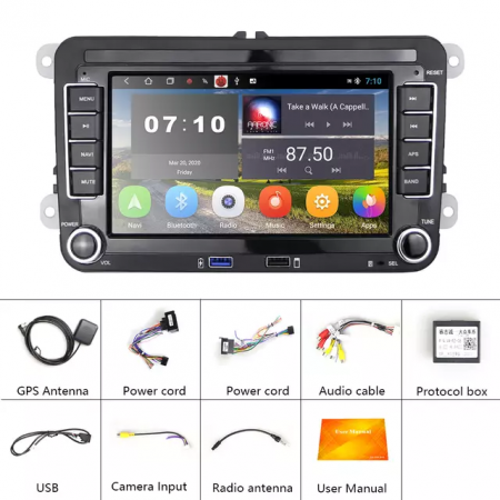 Navigatie Volkswagen|Skoda|Seat cu Android 2GB RAM 32GB ROM, Ecran de 7 Inch, dedicata Golf 5, Golf 6, Jetta, Passat B6, CC, B7, Polo, Tiguan, Touran, Skoda, Seat [5]