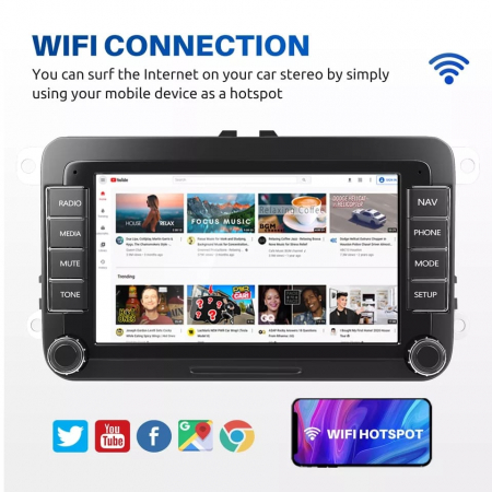 Black Friday Navigație Android 13 Volkswagen, Skoda, Seat - 2+64 GB, CarPlay & Android Auto, ecran 7"|Compatibil Golf 5, Golf 6, Jetta, Passat B6/B7/CC, Polo, Tiguan, Touran [14]