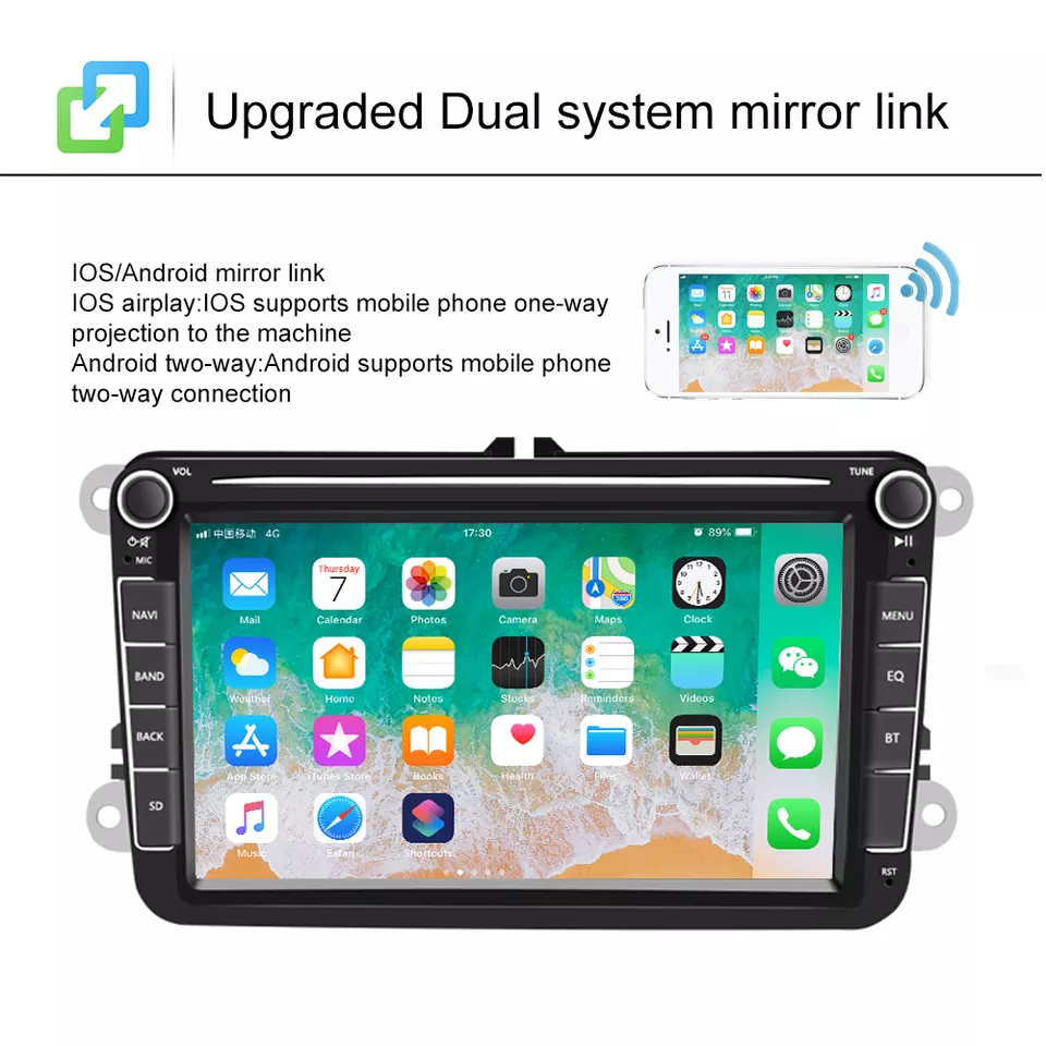 Black Friday Navigatie Volkswagen|Skoda|Seat cu Android 12, CarPlay 2GB RAM 32 GB ROM, Ecran de 8 Inch, dedicata Golf 5, Golf 6, Jetta, Passat B6, CC, B7, Polo, Tiguan, Touran, Skoda, Sea [6]