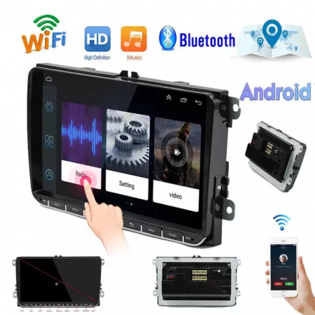 Navigatie Volkswagen|Skoda|Seat cu Android 12, 9 Inch, CarPlay si Android Auto, dedicata Golf 5, Golf 6, Jetta, Passat B6, CC, B7, Polo, Tiguan, Touran, Skoda, Seat [2]