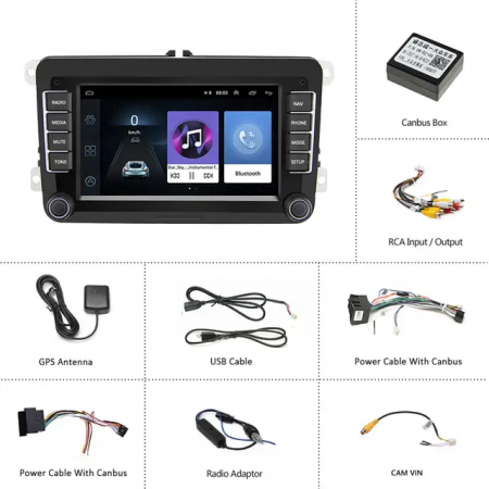 Black Friday Navigație Android 13 Volkswagen, Skoda, Seat - 2+64 GB, CarPlay & Android Auto, ecran 7"|Compatibil Golf 5, Golf 6, Jetta, Passat B6/B7/CC, Polo, Tiguan, Touran [17]