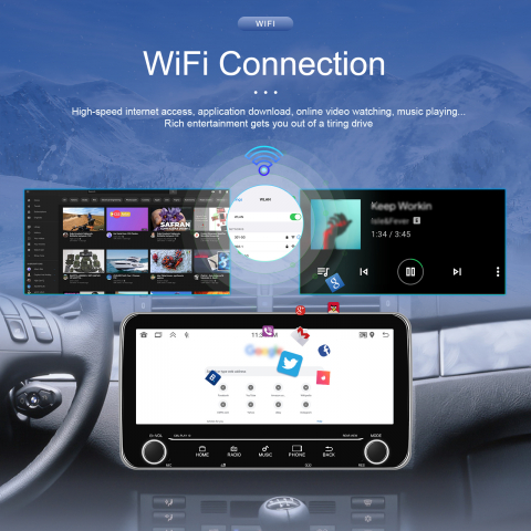 Navigatie cu Android, Universala 2DIN 10.26 inch 2+64 GB, CarPlay si Android auto wifi, youtube, waze MODEL 2025 [8]