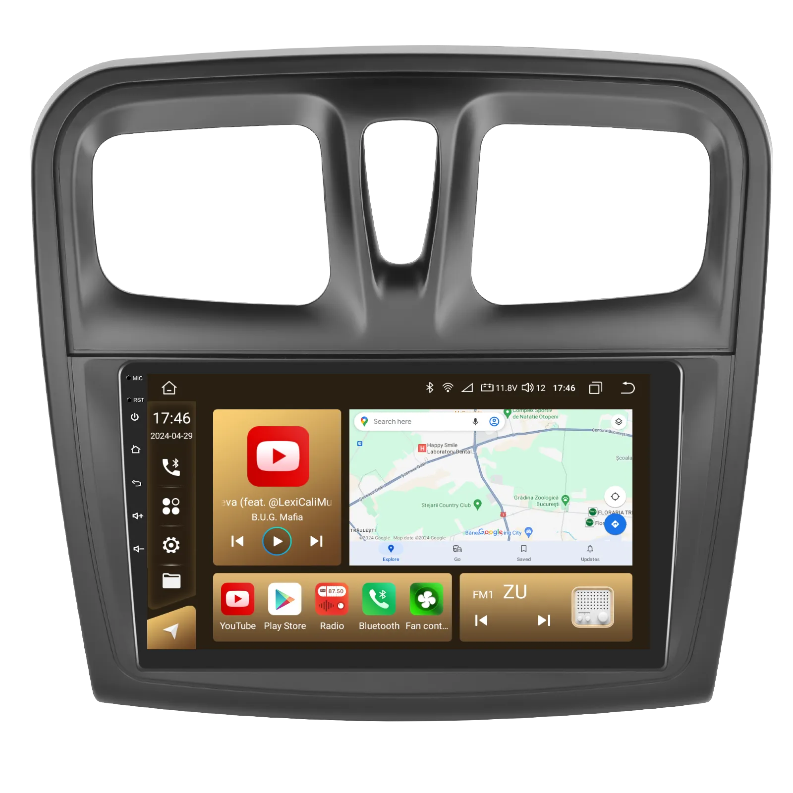 Dacia Logan (2012–2020) - Navigație Dacia Logan, Duster, Sandero (2012-2020) 8GB 128GB, Android 12, cu CarPlay și Android Auto Wireless Ecran 9 Inch, GPS, WiFi Integrat, DSP