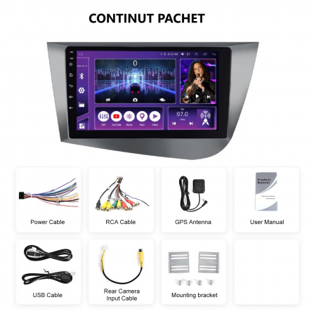 Navigatie Seat Leon MK2 (2005-2012), 8 GB RAM 128 GB Android 12, DSG, SIM 4G, Carplay si Android auto,ecran 9 Inch [10]