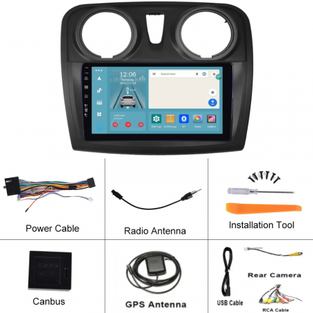 Navigatie Dacia Logan, Duster, Sandero (2012-2020) cu Android 12 DSP, 4G SIM, 2GB RAM 32 GB ROM ecran 9 Inch,Carplay si Android Auto Model Premium [5]