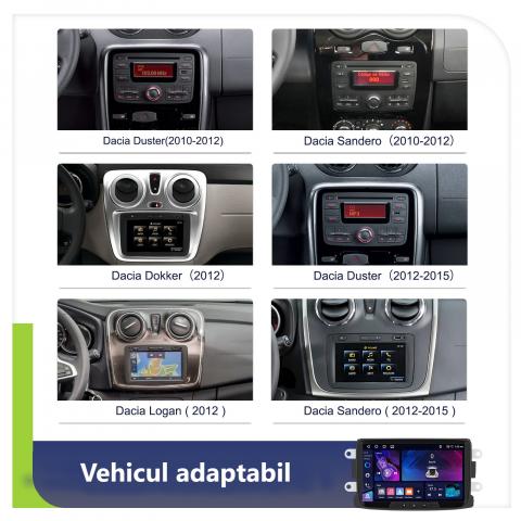 Navigatie Dacia Logan, Duster, Sandero (2012-2020) cu Android 13 ,4GB ROM 64GB, RDS, CarPlay si Android Auto, ecran 7 inch [2]