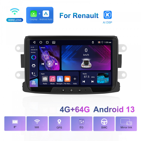 Navigatie Dacia Logan, Duster, Sandero (2012-2020) cu Android 13 ,4GB ROM 64GB, RDS, CarPlay si Android Auto, ecran 7 inch [8]