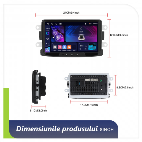 Navigatie Dacia Logan, Duster, Sandero (2012-2020) cu Android 13 ,4GB ROM 64GB, RDS, CarPlay si Android Auto, ecran 7 inch [6]