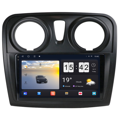Dacia Sandero (2012-2019) - Navigație Android dedicată 2K QLED Octa-Core UIS8581A cu SIM 4G, CarPlay și Android Auto