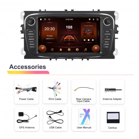 Navigatie dedicata Ford Focus|Kuga|Mondeo|S-Max|C-Max|Galay (2006-2011) Android 13, 2GB+64GB, Carplay si Android Auto, DSP, RDS ecran 7 inch [13]