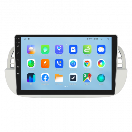 Navigatie FIAT 500 (2007-2015), Android 12, 2GB RAM 32GB, DSP, Carplay si Android auto, ecran 9 inch alb [1]