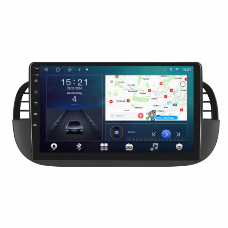 Fiat 500 (2007-2014) - Navigatie FIAT 500 (2007-2015), Android 12, 4GB RAM 64GB, SLOT SIM 4G, DSP, Carplay si Android auto, ecran 9 inch