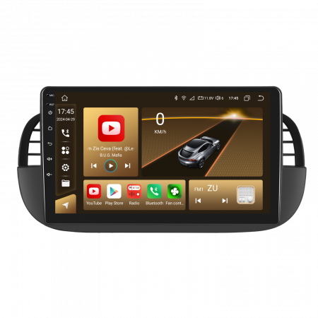 Fiat 500 (2007-2014) - Navigatie FIAT 500 (2007-2015), Android 12, 8GB RAM 128GB, SLOT SIM 4G, DSP, Carplay si Android auto, ecran 9 inch
