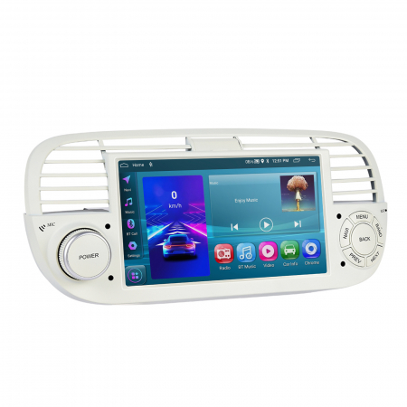Fiat 500 (2007-2014) - Navigatie Fiat 500 (2007-2015) cu Android 13, 2GB 64GB, Carplay și Android Auto Wi-fi, ecran 7 inch Rama Alba
