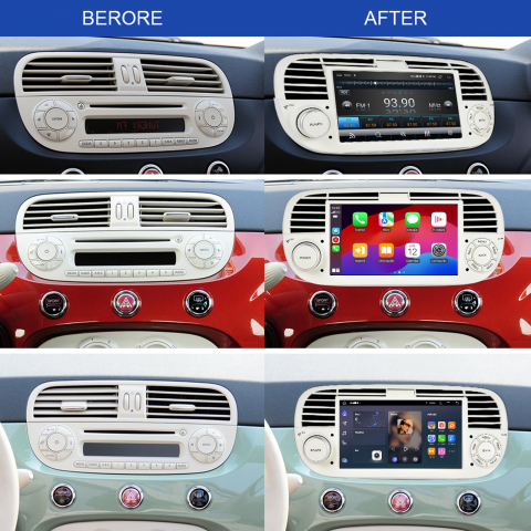 Navigatie Fiat 500 (2007-2015) cu Android 12, 2GB 32GB,SLOT SIM 4G, Carplay și Android Auto Wi-fi, ecran 7 inch Rama Alba [2]