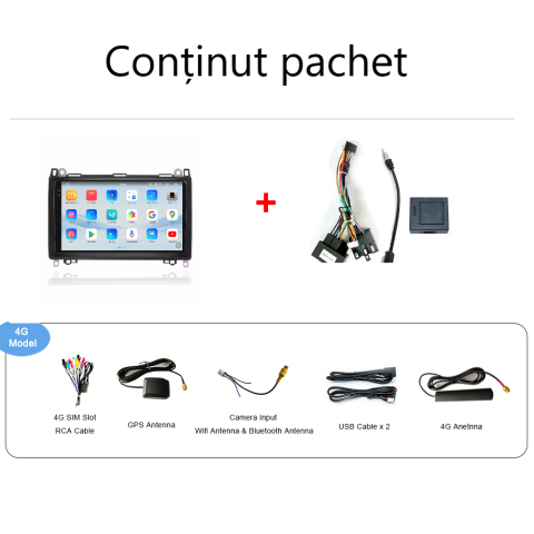 Navigatie Mercedes Vito Sprinter Viano A B Class Volkswagen Crafter Android 14, 12GB RAM, 256GB ROM, Ecran 9.33 inch 2K QLED [4]