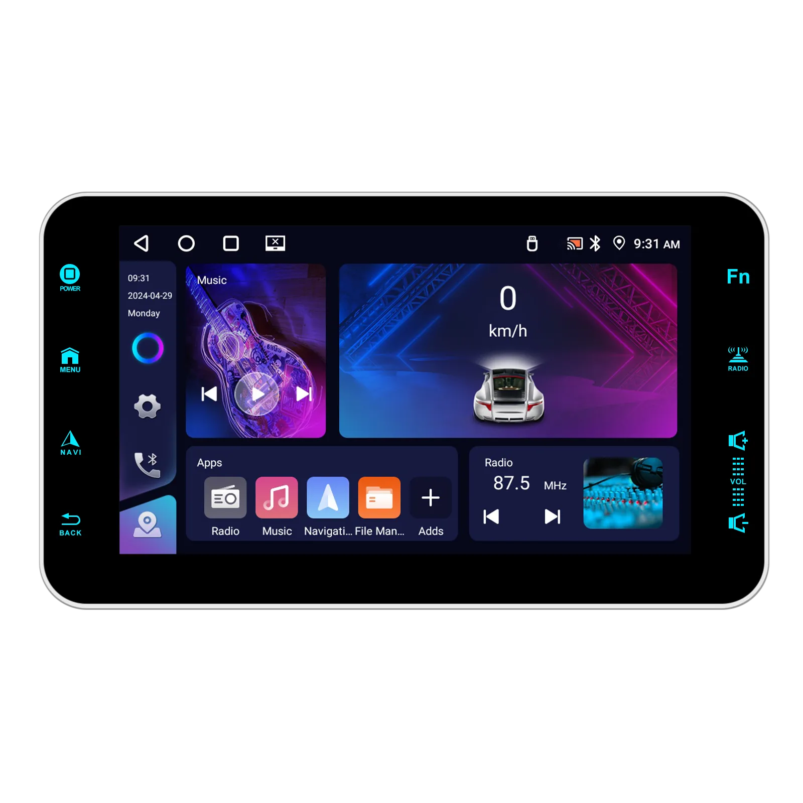 Navigație GPS 1DIN Universală 9" - 4GB RAM + 64GB ROM, Wireless CarPlay/Android Auto, GPS/DSP/WiFi/AM/FM/RDS [5]