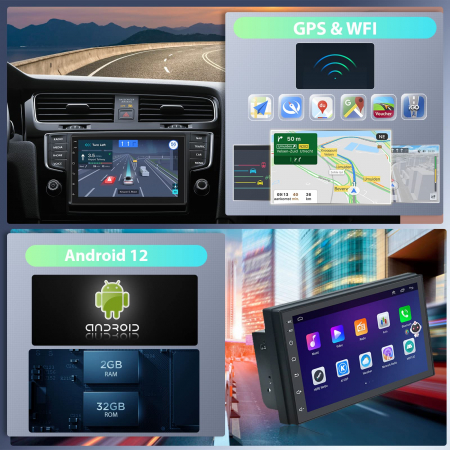 Navigatie GPS, 2DIN, Universala 2GB RAM 32 GB ROM, Android 13, cu Carplay si Android Auto Wireless Model 2023 PREMIUM [5]