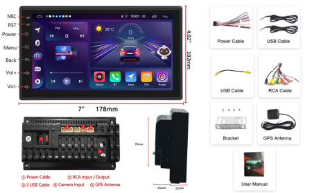 Navigatie GPS, 2DIN, Universala 2GB RAM 32 GB ROM, Android 13, cu Carplay si Android Auto Wireless Model 2023 PREMIUM [6]