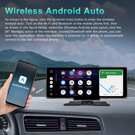 Navigatie cu Android 13, 2GB+32GB, GPS Portabil, Universal, CarPlay si Android Auto WI-FI, ecran tactil HD 10.26 inch [5]