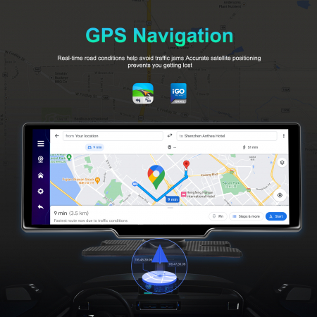Navigatie cu Android 13, 2GB+32GB, GPS Portabil, Universal, CarPlay si Android Auto WI-FI, ecran tactil HD 10.26 inch [10]