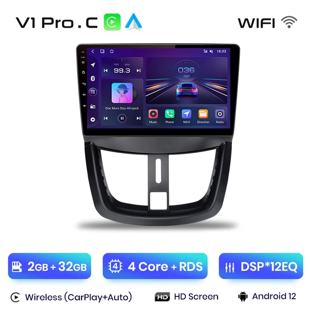 Navigatie Peugeot 207 (2009-2013) cu Android 12 ecran 9 Inch, 2GB RAM 32 GB ROM,DSP, Carplay si Android Auto [1]