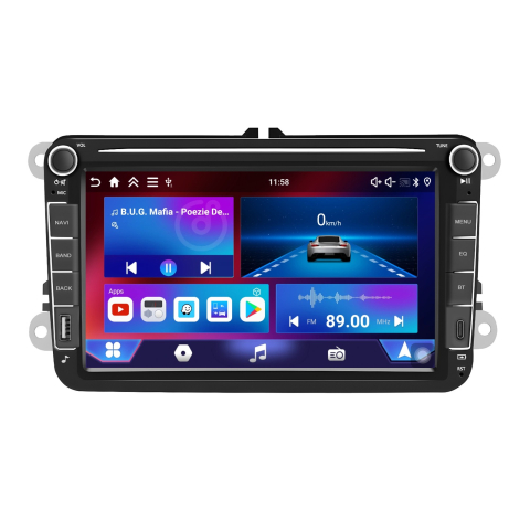 Golf 5 (2004-2009) - Navigatie  Android 4GB RAM 64GB, Volkswagen|Skoda|Seat cu, CarPlay Wireles Ecran de 8 Inch, dedicata Golf 5, Golf 6, Jetta, Passat B6, CC, B7, Polo, Tiguan, Touran, Skoda, Seat