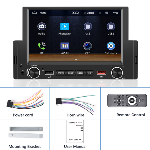 Navigatie MP5 Player Auto 1DIN Universal, CarPlay si Android Auto, Bluetooth, 2X USB frontal si Slot Card Micro SD, RCA Subwoofer, ecran 7 Inch [4]