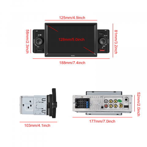 Navigatie MP5 Player Auto 1DIN Universal, CarPlay si Android Auto, Bluetooth, 2X USB frontal si Slot Card Micro SD, RCA Subwoofer, ecran 7 Inch [2]
