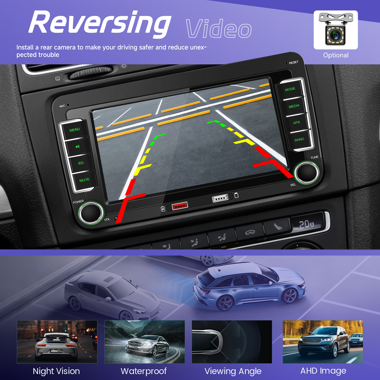 Navigație MP5 Player auto Volkswagen Skoda Seat, ecran 7 inch, CarPlay și Android Auto Wireless, Bluetooth, FM AM RDS, USB, 4x45W, ecran 7 inch HD RSG [6]