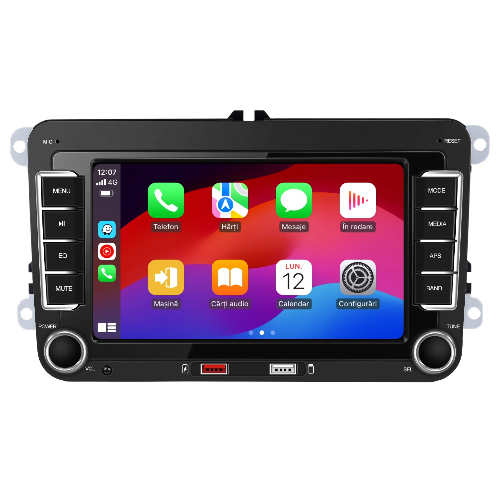 Navigație MP5 Player auto Volkswagen Skoda Seat, ecran 7 inch, CarPlay și Android Auto Wireless, Bluetooth, FM AM RDS, USB, 4x45W, ecran 7 inch HD RSG [3]