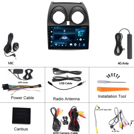 Navigatie Nissan Qashqai (2006-2013), 8GB RAM 128GB Android 12 ,DSP, SIM 4G Carplay si Android auto,ecran 9 Inch [10]