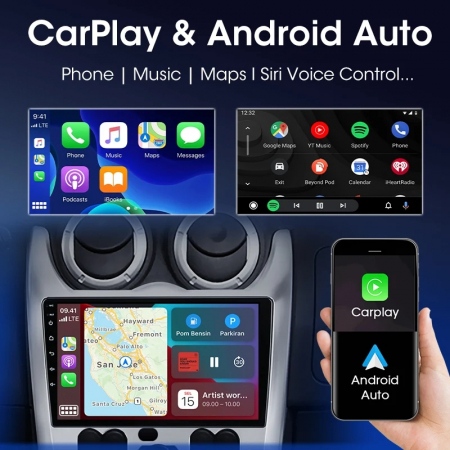 Navigatie Dacia Logan 1 (2008-2013) Android 12, 2GB RAM 32GB ROM, CarPlay si Android Auto, DSP ecran 9 inch [1]