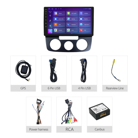 Navigatie Golf 5|Jetta (2004-2009) cu Android 14, 2GB RAM 32 GB ROM, DSP, CarPlay si Android Auto, clima manuala, ecran 10 inch [4]