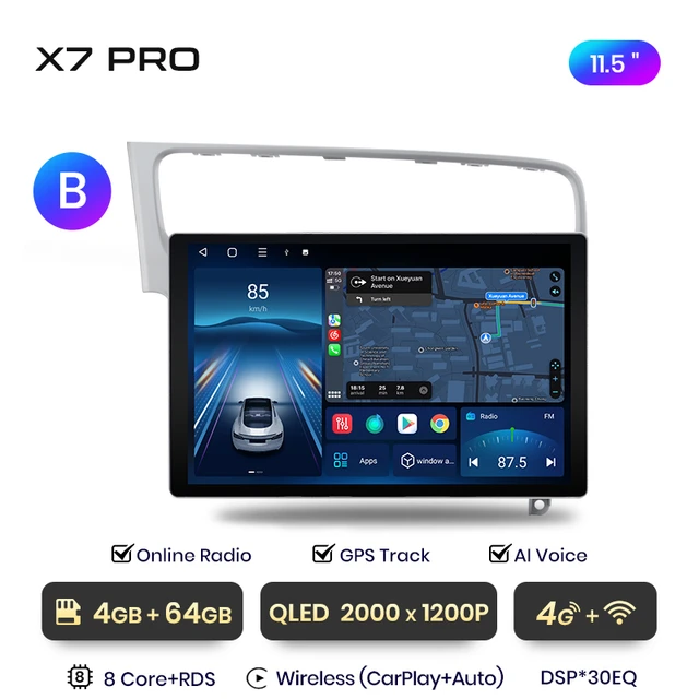 Navigatie Golf 7 (2012-2020) 11.5 inch 2K QLED 2000x1200P cu Android 12, DSP 4GB RAM 64GB ROM, CarPlay si Android Auto si SIM 4G PREMIUM [1]