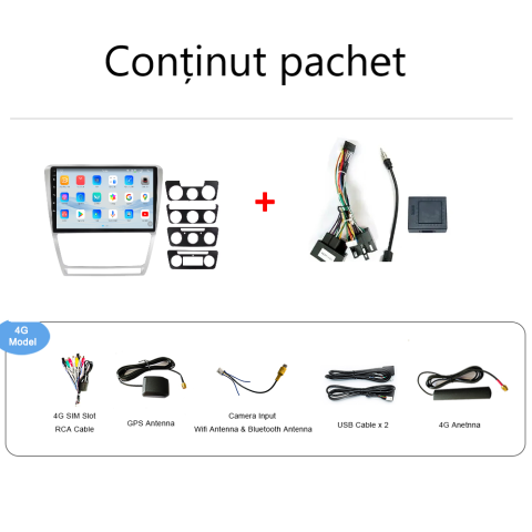Navigatie Skoda Octavia 2 (2004-2013) Android 14, 12GB RAM, 256GB ROM, Ecran 10.33 inch 2K QLED, Ramă Gri [4]